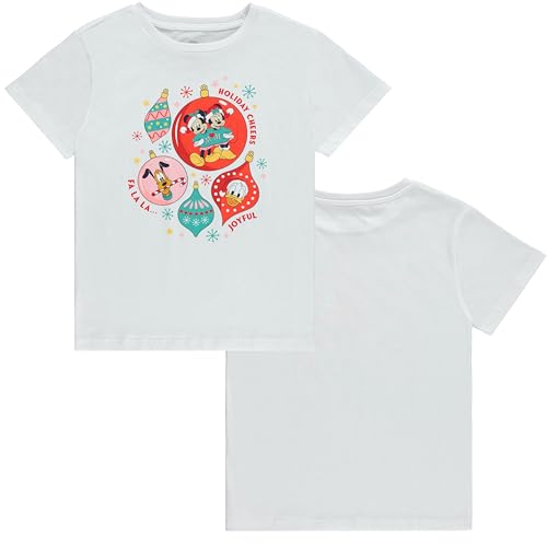 Disney Mickey Mouse Christmas Girls Short Sleeve T-Shirt- Minnie Mouse Christmas Holiday Cheers- Sizes 4-163