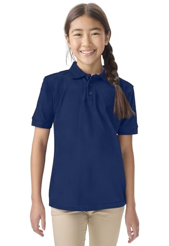 Image of Classroom School Uniforms for Boys and Girls Short Sleeve Pique Polo | Unisex Youth Shirt, Matching Ribbed Collar, Banded Sleeves, Three-button Placket, Comfortable Fit, School Uniform Essential