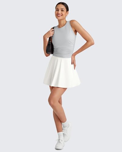 Image of G4Free Skimetic Workout Tank Tops for Women Side Ruched Sleeveless High Neck Crop Top Summer Athletic Gym Shirts