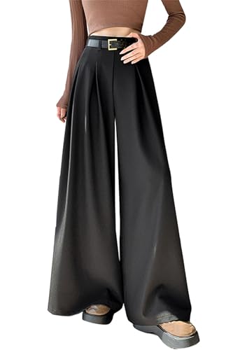 Betusline Women's Wide Leg Palazzo Suit Pants Loose Fit High Waisted Business Casual Trousers