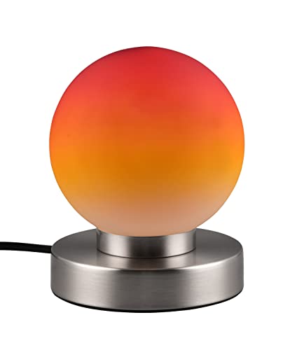 RL LIVE YOUR LIGHT Reality Leuchten Tischleuchte Prinz II R54011018, Metall Nickel matt, Glas farbverlauf orange, exkl. 1x E14, On/Off Touch