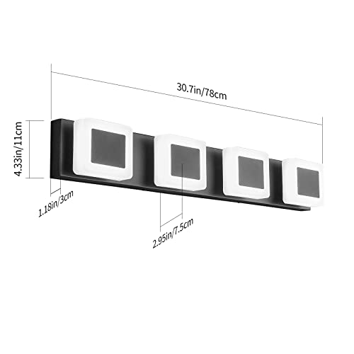 Fdpby 4 Light Led Bathroom Lights Over Mirror Black Acrylic Modern Vanity Lights Dimmable Wall Light Bathroom Vanity Light Fixtures #TOP5