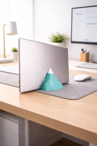 Image of Yellow Lab | Vertical Laptop Stand | Mountain Dock | Compatible with All laptops | Space-Saving Design | Compatible with MacBook, Samsung, Dell | White and Blue | (Teal Blue | Aqua | White Snow)