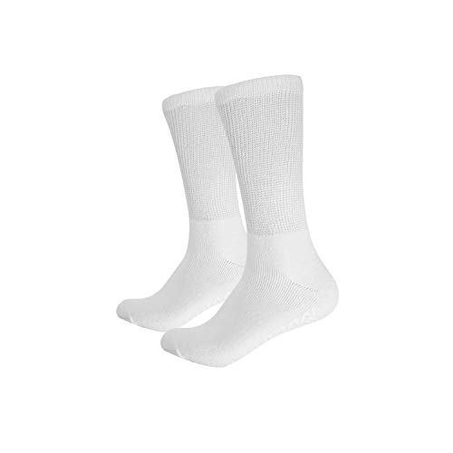 Personal Touch Diabetic Socks Unisex- Non Skid Hospital Loose Fitting Slipper Socks With Gripper Bottoms - 3 Pack Savings - Gripper socks (White, 13-15)4