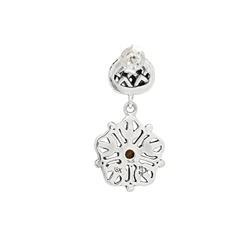 Deni Jewelry 925 Sterling Silver And 18K Gold Drop And Dangle Earrings With Flower Design And Lotus Petals With Citrine Gemstone For Women, Mother's Day, Father's Day, Christmas And Jewelry Gift #TOP1
