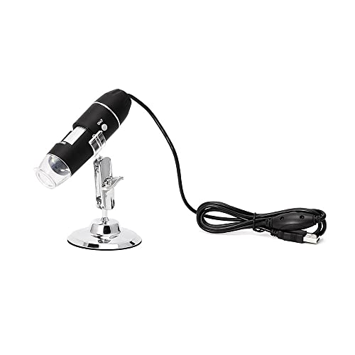 Microscopio portátil digital USB de 1600X para visión industrial, detección manual con lupa ajustable de 8 luces LED