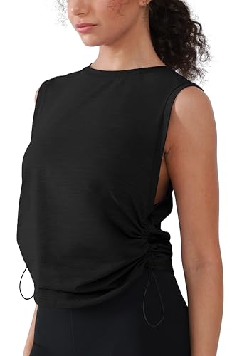 YIPINK Women's Workout Tank Tops 2025 Summer Yoga Shirts Athletic Top Gym/Running Cropped Tank Tops Black