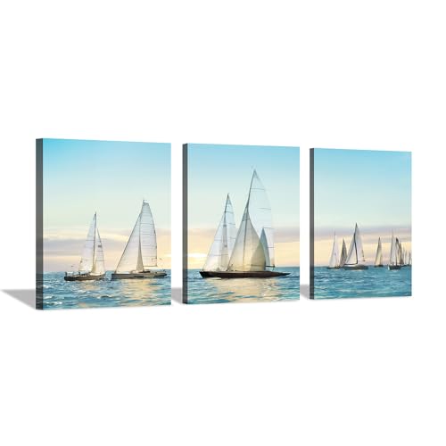 Sailboat Canvas Wall Art, 3 Panels