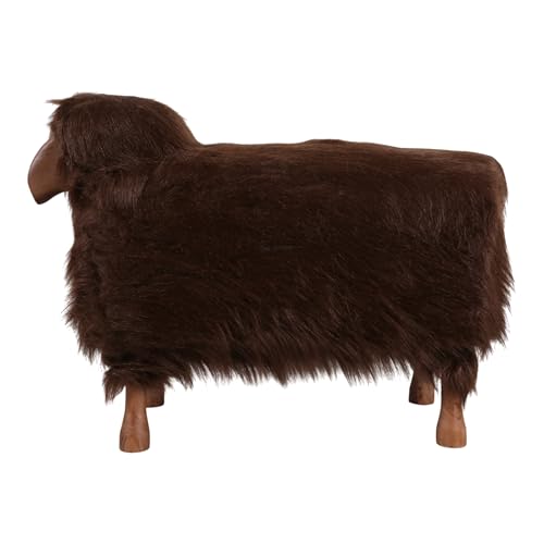 Escultura de Oveja Decorativa de Peluche Sintético 23" Marrón miniatura 6