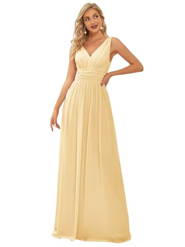 Image of Ever-Pretty Womens Bridesmaid Dress V-Neck Sleeveless A Line Chiffon Floor Length Formal Dress 09016