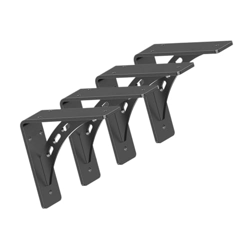 Étagère de rangement murale noire 15 cm acier lot de 4 - 2
