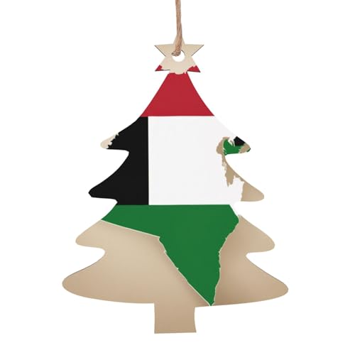 Bandera de los Emiratos Árabes Unidos Map01, 6 piezas, decoración colgante de árbol de Navidad, campana, árbol, muñeco de nieve, formas para decoración de Navidad