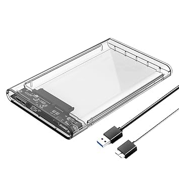 External Portable USB 3.0 to SATA Transparent Hard Drive Enclosure for 2.5 Inch HDD/SSD SATA I II Tool Free, Transparent-picture-13