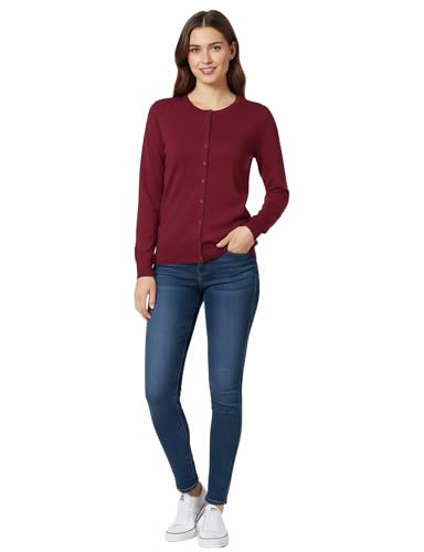 Image of Allsense Women's Long-Sleeve Crewneck Cardigan | Classic Button Down Sweater, Soft Fine Knit, Lightweight