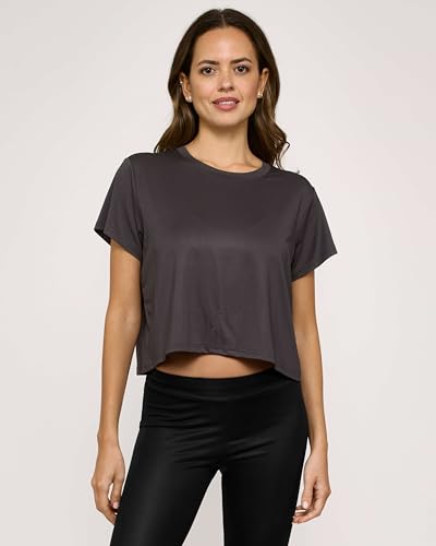 Real Essentials 5 Pack: Women's Dry-Fit Breeze Tech Crop Tops – Short Sleeve Athletic Workout, Yoga Tees (Available in Plus)2