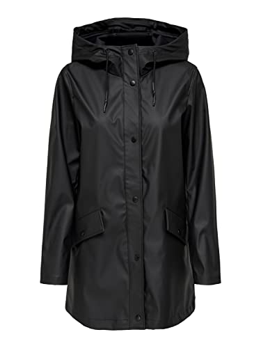 ONLY Damen Regenjacke ONLElisa Regen-Mantel mit Kapuze 15261734 Black M