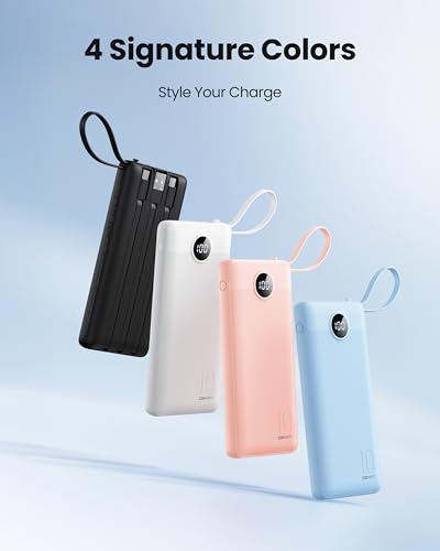 Coowisty 10000mAh Slim Power Bank with Built-in 4 Cables — view 7