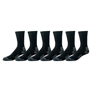 Amazon Essentials Calcetines de algodón de alto rendimiento para hombre con control de humedad, atléticos, transpirables, 6 pares