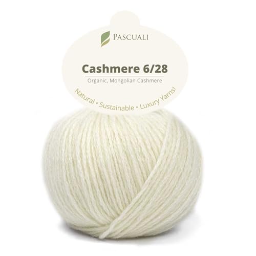25 g Pascuali Cashmere 6/28 | 100% Kaschmirwolle Bio Kaschmir zum Stricken und Häkeln, Farbe:Wollweiß 54