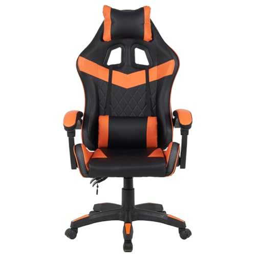 Sedia Gaming Poltrona da Ufficio Direzionale Ruote Girevole Sportiva Racer Direzionale Office Racing Presidenziale Casa Studio Sedia Da Scrivania Uffici Altezza Regolabile (Arancione con Led) - Sedia gaming - Immagine 6
