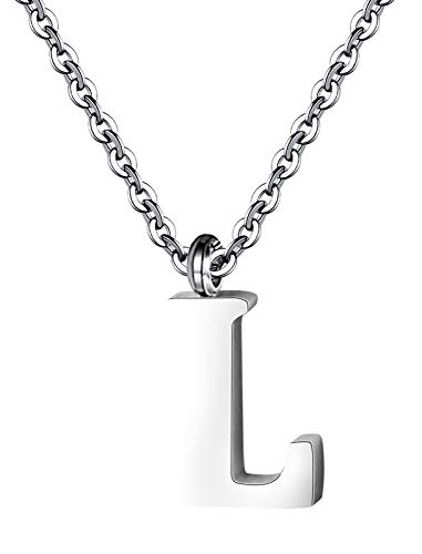 PARTNER Stainless Steel Silver Initial Necklace Alphabet Pendant Necklace 16