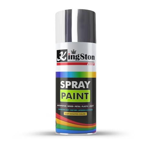Image of Kingston Acrylic Spray Paint for Metal, Wood, Wall & Plastic, Multi-Surface DIY Paint, Quick Dry, Smooth Finish, 400ml Can, Fine Silver, 1 Pc