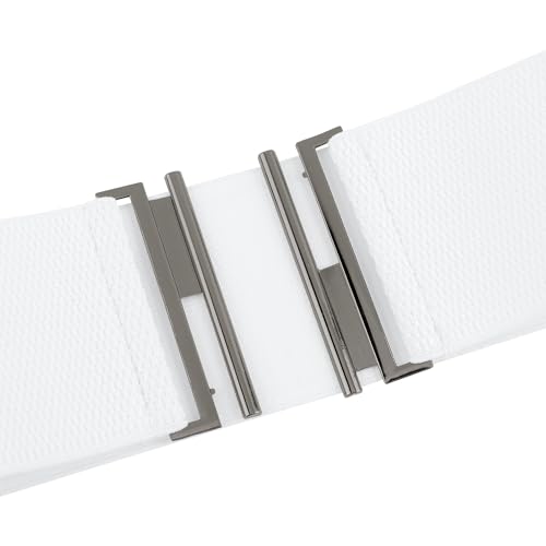 Women's Metal Interlock Buckle Stretchy Belts, Fashion Vintage Elastic Waistband for Dresses Coats3