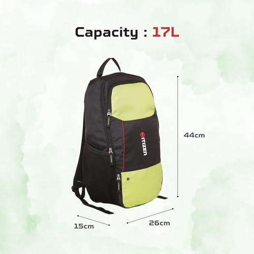 Image of Citizen Ultimate Gym Bag 17L - Quick Access Pocket, Separate Shoe Compartment, Bottle Holder, Reflective Strips for Safety, Adjustable Shoulder Strap, Lightweight-Men & Women-Black Lime