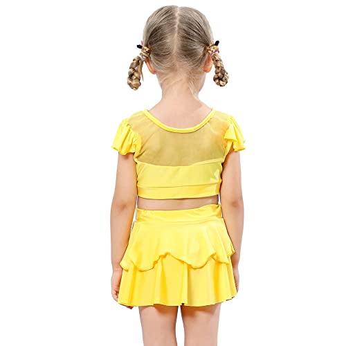 Image of REXREII Girls Princess Swimsuits Two-Piece Tankini Set Beach Surf Birthday Swimming Party Bathing Suits Fancy Swimwear 3-4T