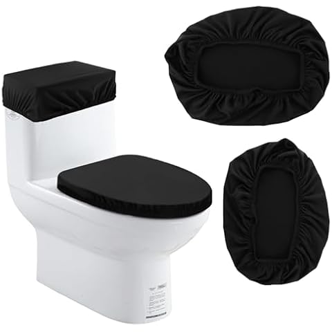 NSVJVY 2pcs Stretch Velvet Toilet Lid Cover and Toilet Tank Lid Cover, Bathroom Super Soft Toilet Lid Cover Set Luxury Velvet Plush, with Elastic Bottom for Bathroom Decor Accessories Cover