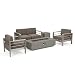 Crested Bay Patio Furniture ~ Outdoor Aluminum Sectional Sofa Set with Light Grey Fire Table (Khaki with Light Grey Fire Table)