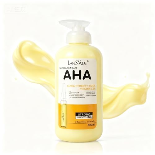 ELVENSTARS Lansyade Vitamin C Body Lotion with 12% AHA Glycolic Acid & Vitamin E | Exfoliating, Hydrating & Smoothing Body Cream