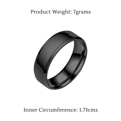 Image of Yellow Chimes Black Rings For Men | Pack of 1 Stainless Steel Men Ring | Single Toned Black Finger Ring for Boys | Ideal Gift For Men and Boys