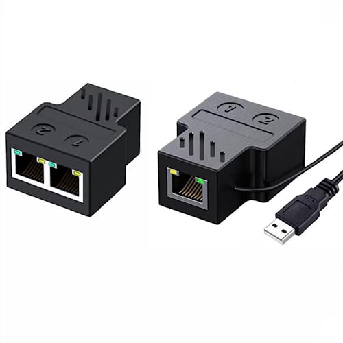 suckoo Ethernet RJ45 Network Splitter Hub 1 in 2 Out 1 Split 2 Out Simultaneous Internet Access Hundred Gigabit Gigabit Computer Host Router Switch Single Network Cable Simultaneous Use 2 Hosts