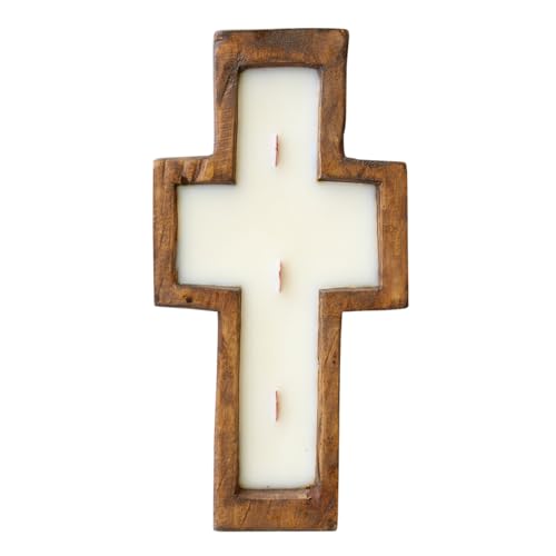 Image of McCall's Candles | Butterscotch Maple | Rustic Cross-Shaped Bread Bowl Candle | Multi-Wick with Crackling Wooden Wicks | USA-Poured Wax | Farmhouse Decor