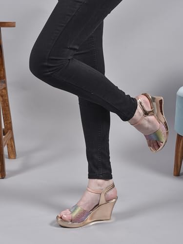 Image of Action Women's Platform Stiletto Sandals|with Rainbow Print| Heel| Ankle Strap| Open Toe Design Black