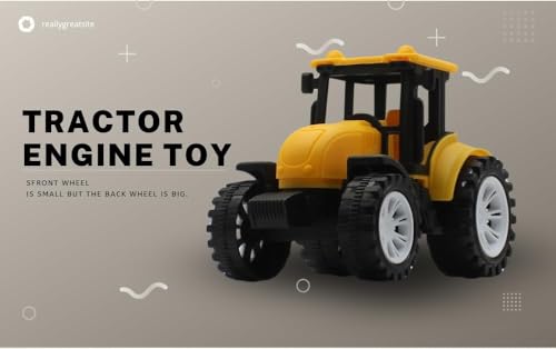 Image of Friction Powered Farm Tractor Toy for Kids Toddlers Boys Girls | Pull Back Medium Tractor Engine Vehicle Toy | Yellow Agriculture Tractor Toy Age 3+ | BIS Certified | Made in India | NeoKiddo (yellow)