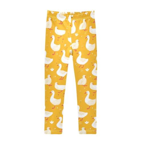 KLL Cute Goose Cartoon Little Girls Active Leggings Soft High Waisted Activewear Sports