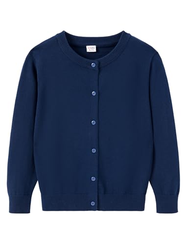 PATPAT Girls Cardigan Sweater Size 4-12 Years Long Sleeve Cotton Knit Crewneck Button School Uniform Kids Casual Cute Outwear