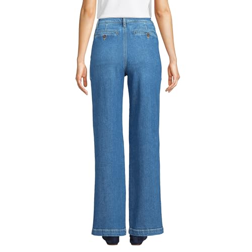 Lands' End Women's High Rise Soft Denim Pleated Wide Leg Trousers2