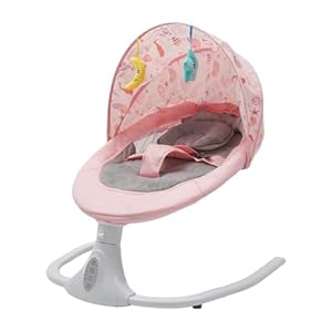 Babywippe für Kinder mit Fernbedienung & Bluetooth, Zeiteinstellung, Max Tragfähigkeit 18kg, Automatische Schaukel, für Babys 0 bis 18 Monaten (Rosa)