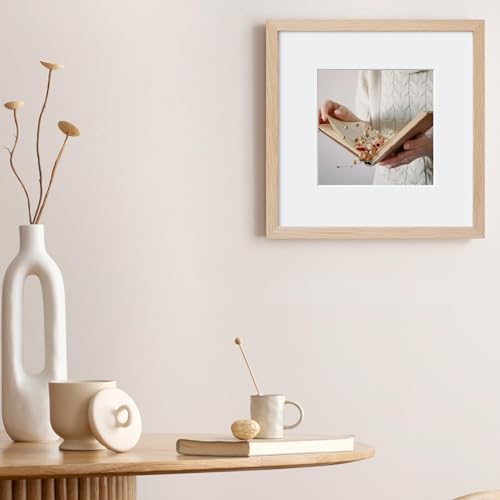 12x12 Oak Wood Picture Frame - Minimalist 12x12 Poster Frame, 12"x12" Picture Frame Wood, Natural Solid Wooden Picture Frames for Wall Art Photo and Prints(3 Pack, Beige)
