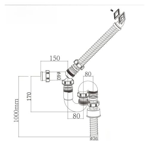 Sifón y tubo de drenaje de cocina de 45mm: manguera flexible antiolor 3