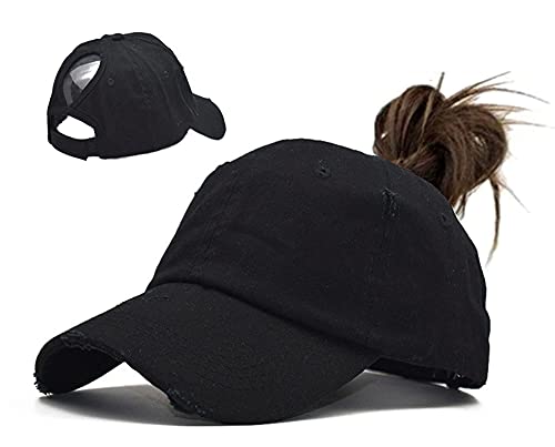 Ycmi distressed ponytail hat baseball women cotton retr…