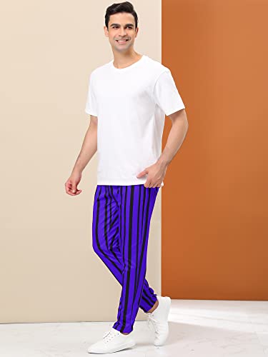 Lars Amadeus Men's Business Striped Pants Color Block Drawstring Slim Fit Dress Trousers 28 Blue #TOP3