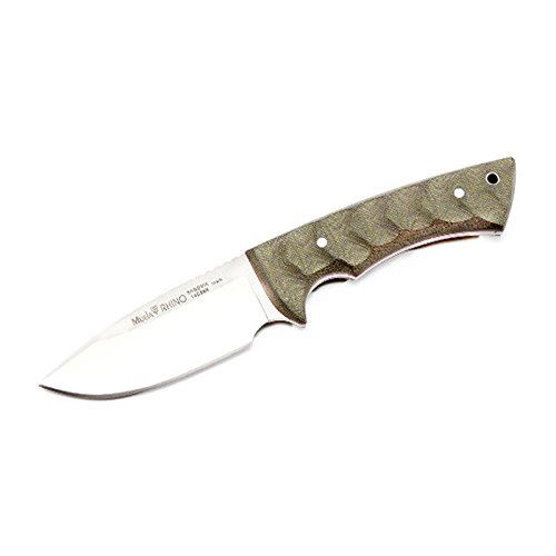 Electropolis Cuchillo de Caza Muela Rhino RHINO-10SV.G, Enterizo, cachas Canvas micarta Verde, Hoja de 10 cm 14C28N + Tarjeta Multiusos de Regalo