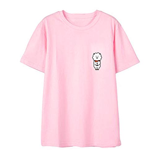 GenericBts Short-sleeved BTS Short-sleeved T-shirt Should Help Men and Women Loose Korean Lovers T-shirt Summer New (Ajie lamb 1 pink,XL)