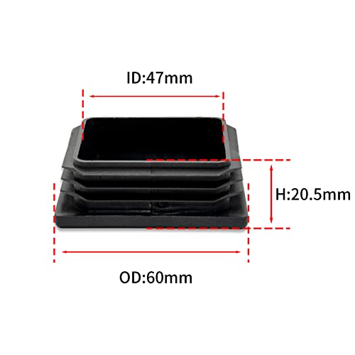 Image of Flyshop 60 x 60 mm, 2.36 inch x 2.36 inch Black Plastic Hole Plugs Square Tubing End Caps Tube Inserts Durable Furniture Glide for Chair Table Stool Leg 8 Pack