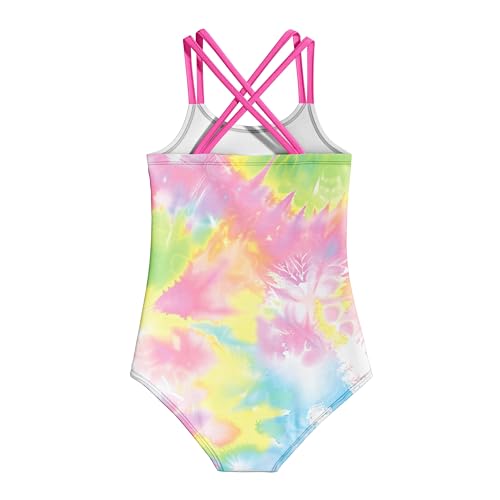 Image of LQSZ Girls One Piece Swimsuits Quick Dry Beach Bathing Suit Cross Shoulder Strap Swimwear
