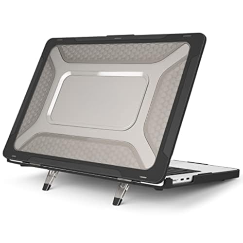 Image of TechTrendz Case Cover Compatible with MacBook Pro 13 inch M2 A2338 Case A2251 M1 A2289 A2159 A1989 A1706 A1708 2024-2017 Honeycomb Design HeavyDuty Protective HardShell TPU Bumper Cover with Kickstand